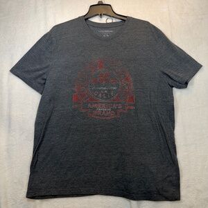 Lucky Brand T0shirt Mens Size XL Gray Large Graphic Heathered Crew Neck Casual